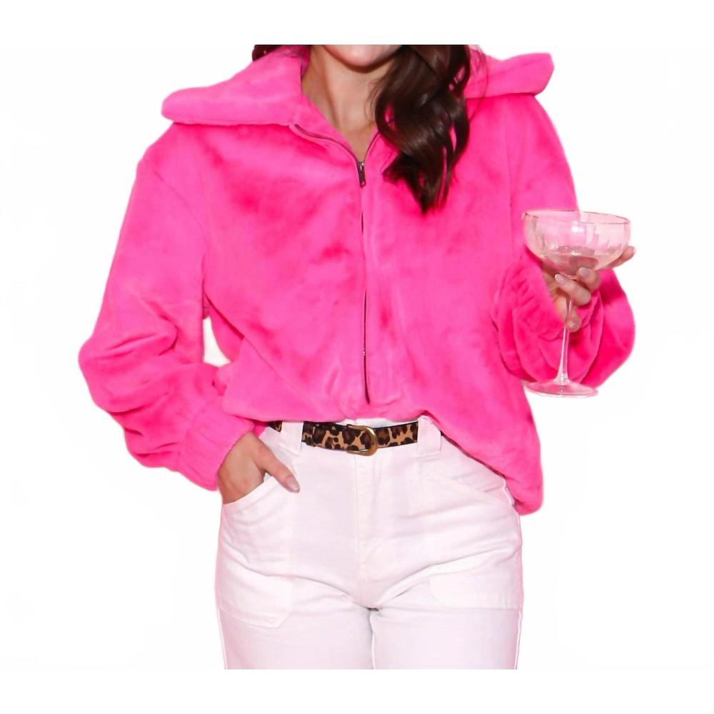 NEW THML faux fur jacket in pink